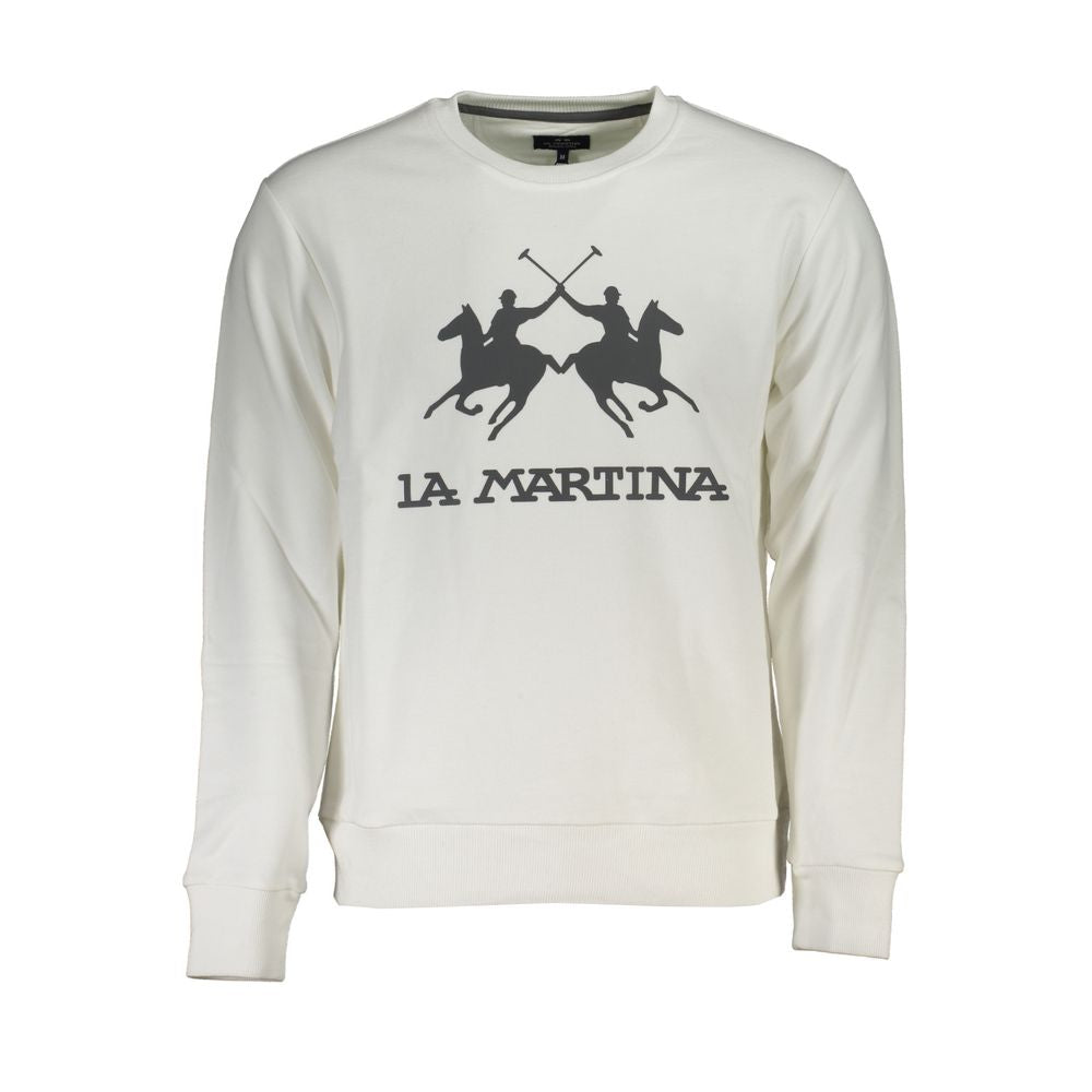 La Martina White Cotton Sweatshirt