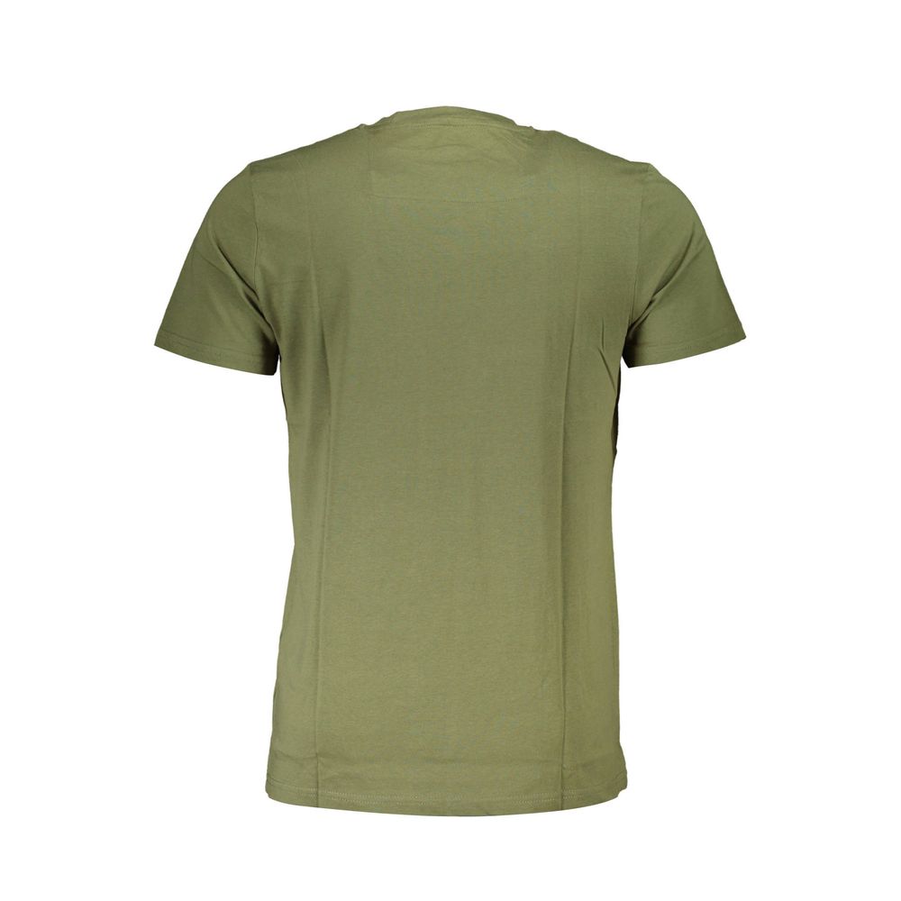Cavalli Class Green Cotton Men T-Shirt back view showcasing premium fabric and crew neck design for stylish comfort.