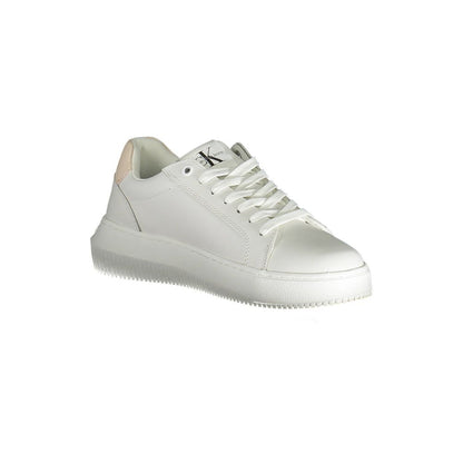 Calvin Klein White Polyester Women Sneaker with recycled material and contrast details for stylish and sustainable fashion.