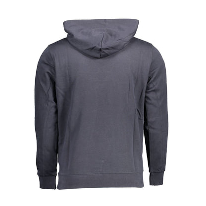 Back view of U.S. POLO ASSN. Blue Cotton Men Sweater, featuring a hood and relaxed fit, ideal for casual style and comfort.