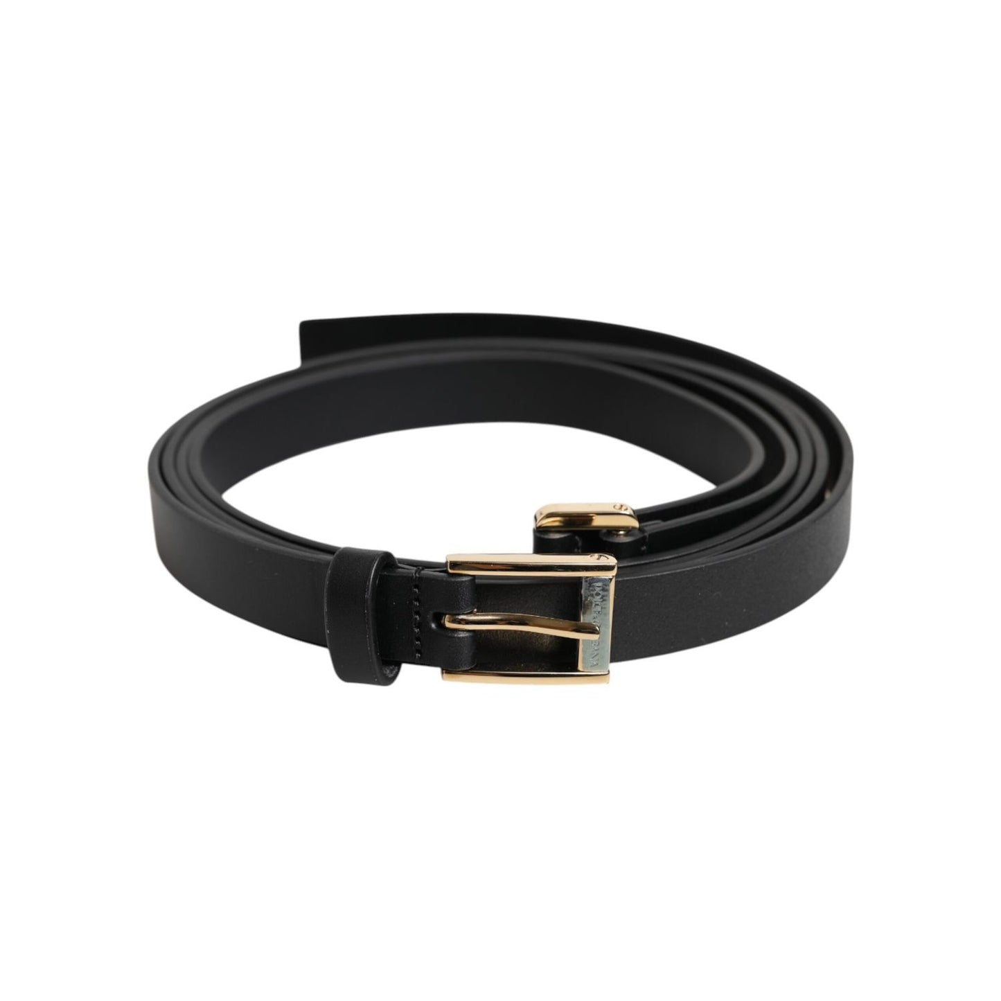 Dolce & Gabbana Black Classic Gold Metal Logo Buckle Belt