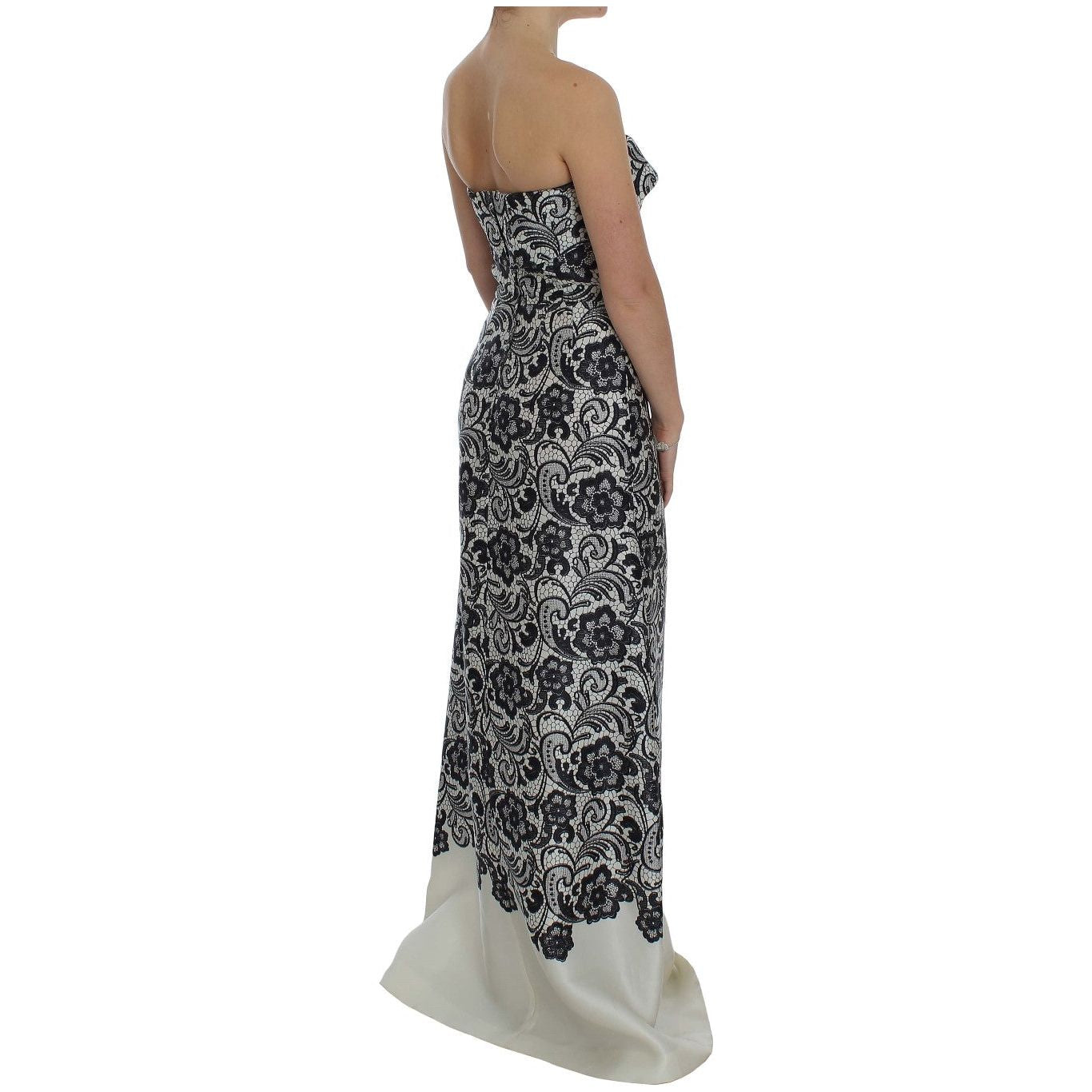 فستان ماكسي أنيق من الحرير والدانتيل من دولتشي آند غابانا