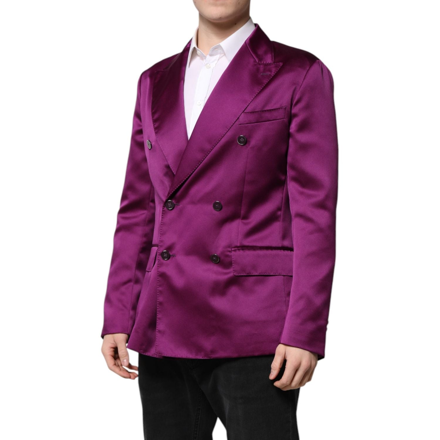 Dolce & Gabbana Purple Double Breasted Men Suit Coat Blazer