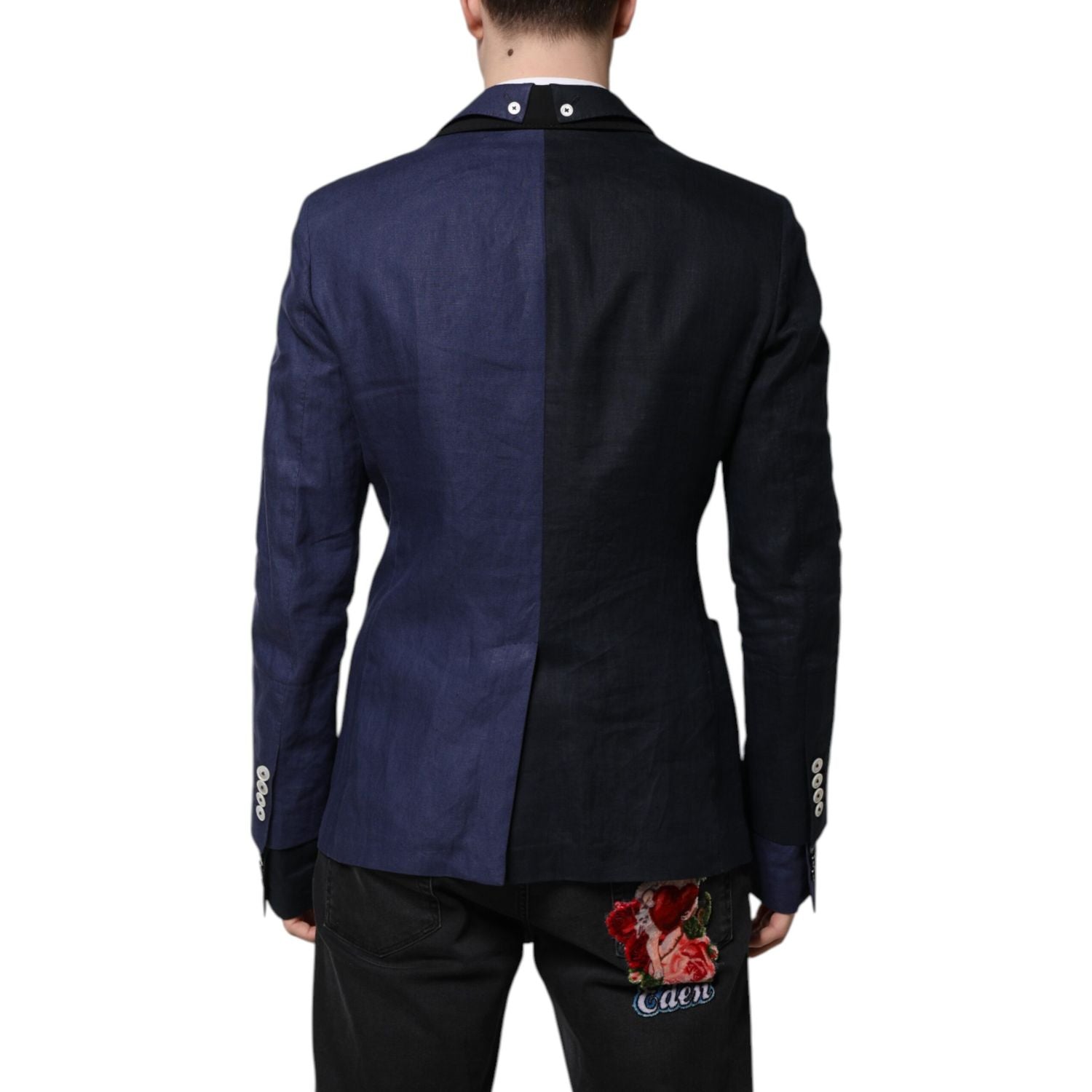 Dolce & Gabbana Navy Blue Double Breasted Suit Coat Blazer
