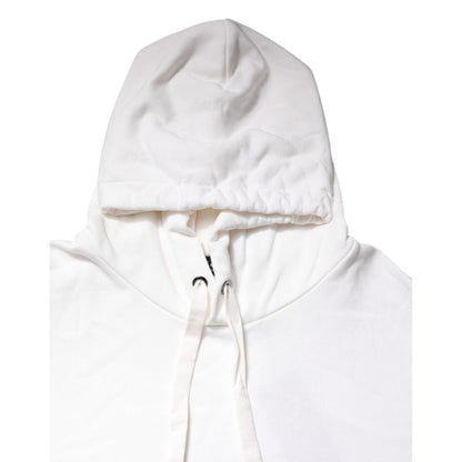 Dolce & Gabbana White Embossed Logo Hooded Sweatshirt Sweater