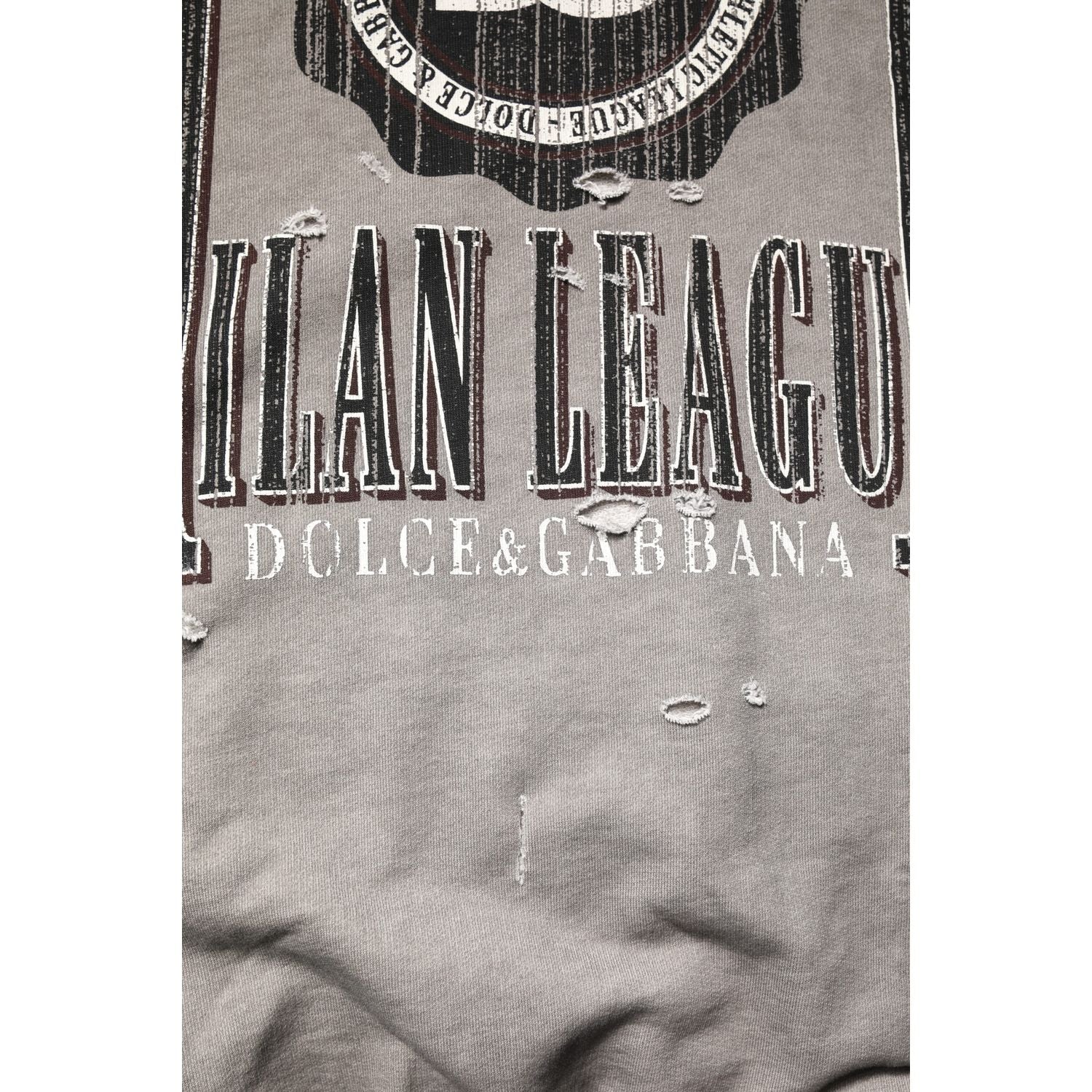 Dolce & Gabbana Gray Logo Print Crew Neck Pullover Sweater