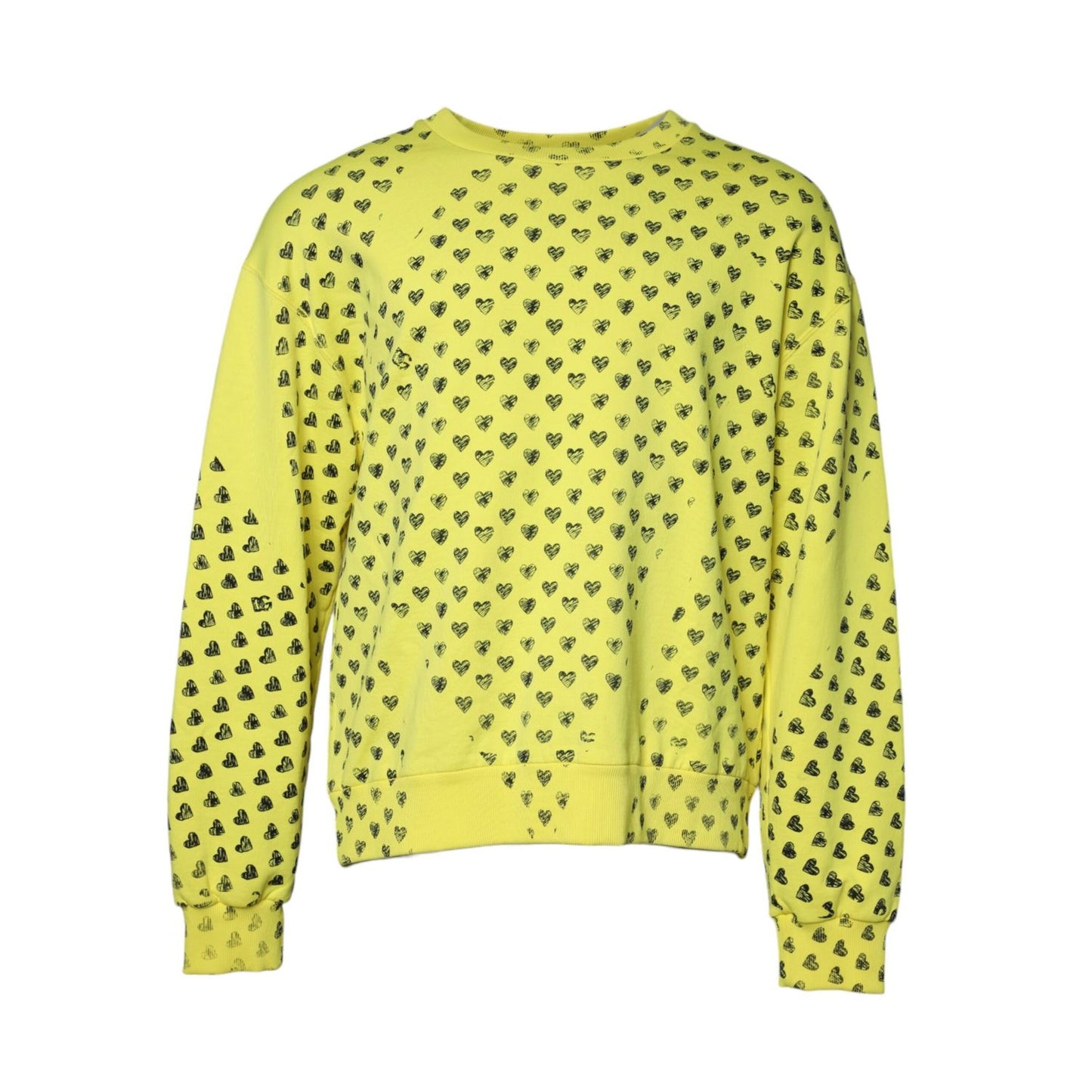 Dolce & Gabbana Yellow Heart Crew Neck Men Pullover Sweater