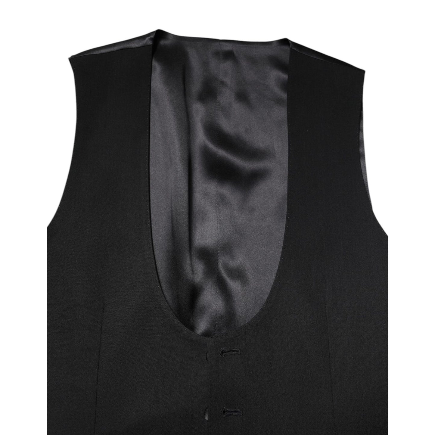 Dolce & Gabbana Black Wool Waistcoat Dress Formal Vest