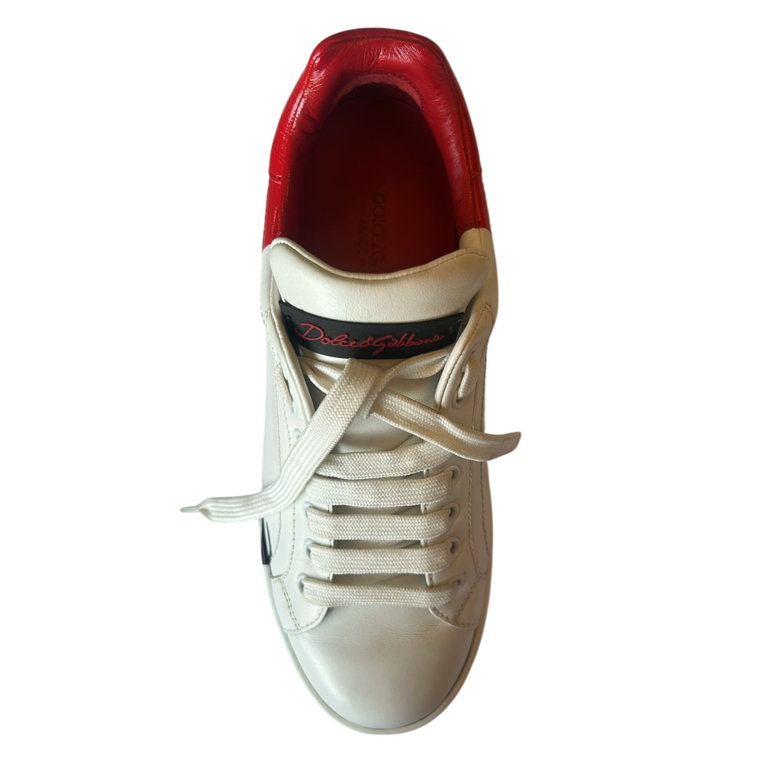 Dolce & Gabbana White Red Logo Portofino Sneakers Shoes