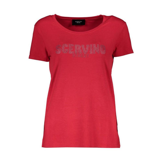 Scervino Street Red Elastane Women T-Shirt SC-4859-XS