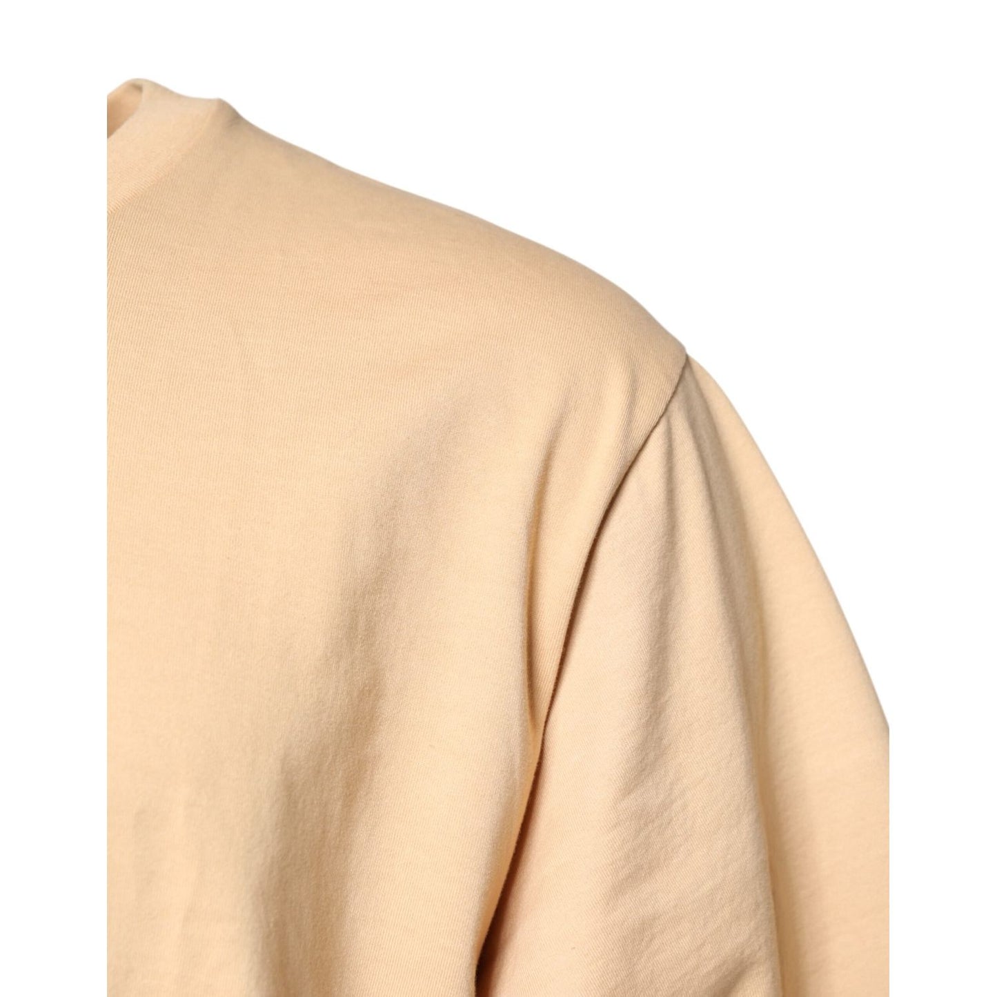 Dolce & Gabbana Beige Cotton Logo Print Crew Neck T-shirt