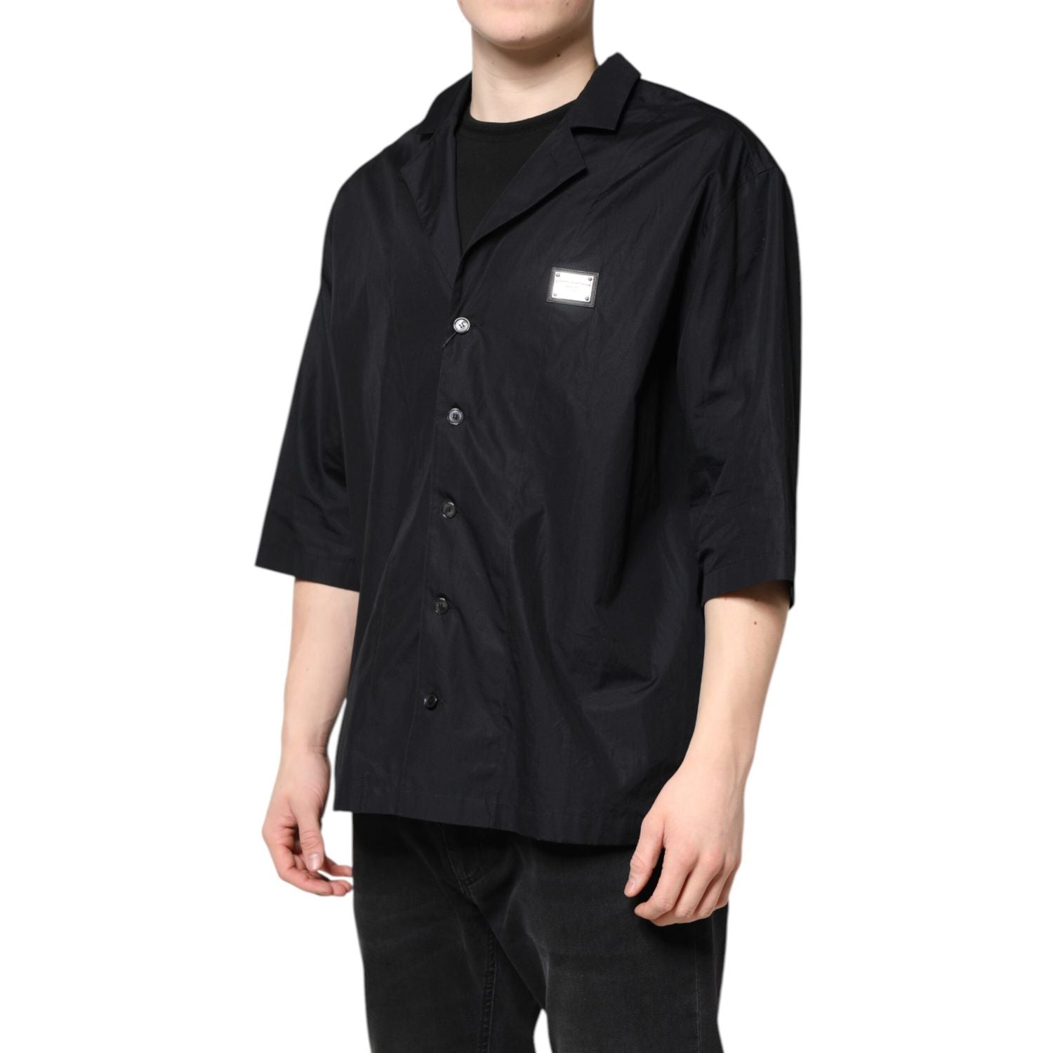 Dolce & Gabbana Black Short Sleeves Button Down Casual Shirt