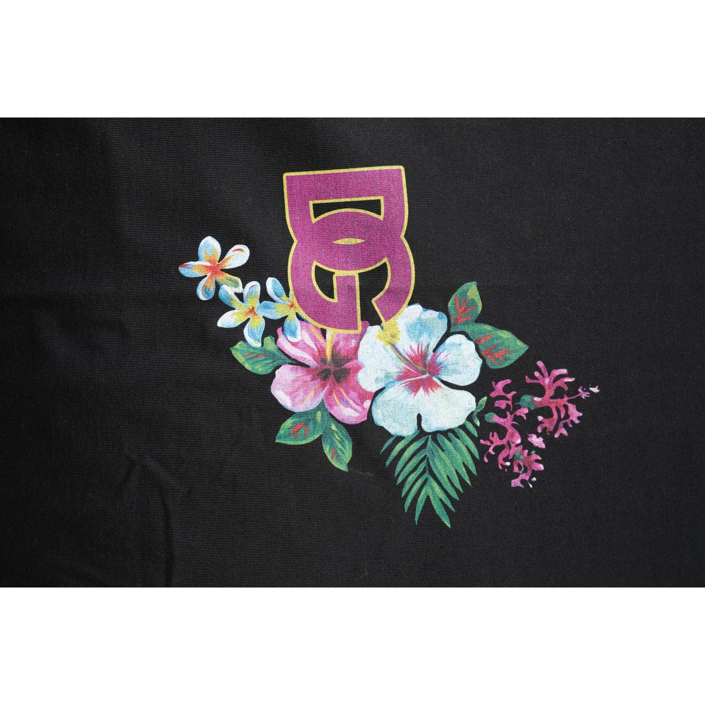 Dolce & Gabbana Black DG Floral Print Crew Neck T-shirt
