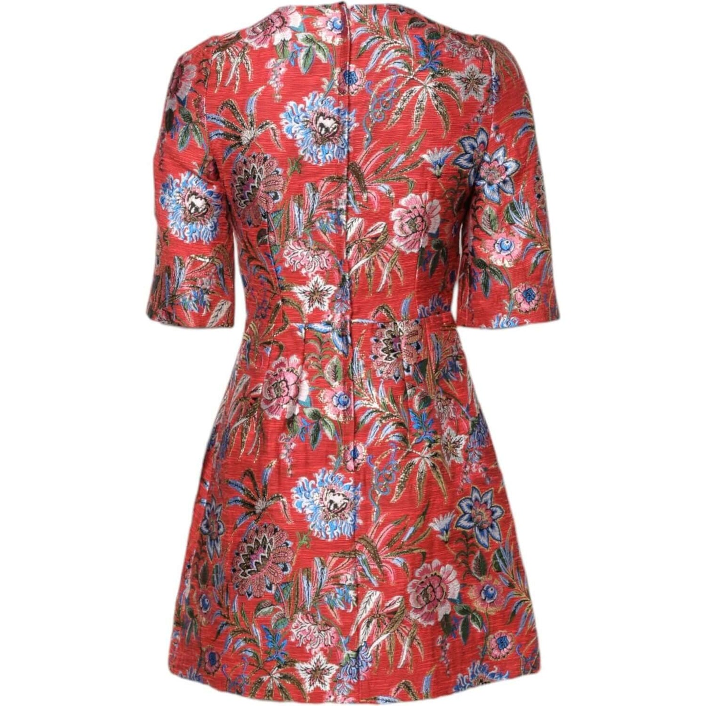 Dolce & Gabbana Red Floral Jacquard A-line Mini Dress