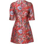 Dolce & Gabbana Red Floral Jacquard A-line Mini Dress