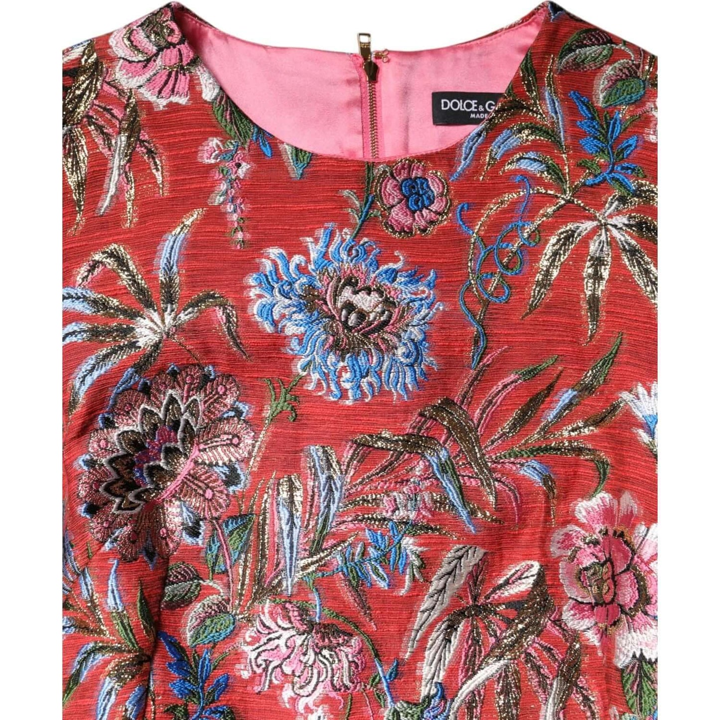 Dolce & Gabbana Red Floral Jacquard A-line Mini Dress