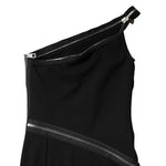 Dolce & Gabbana Black Viscose One Shoulder Zipper Sheath Dress