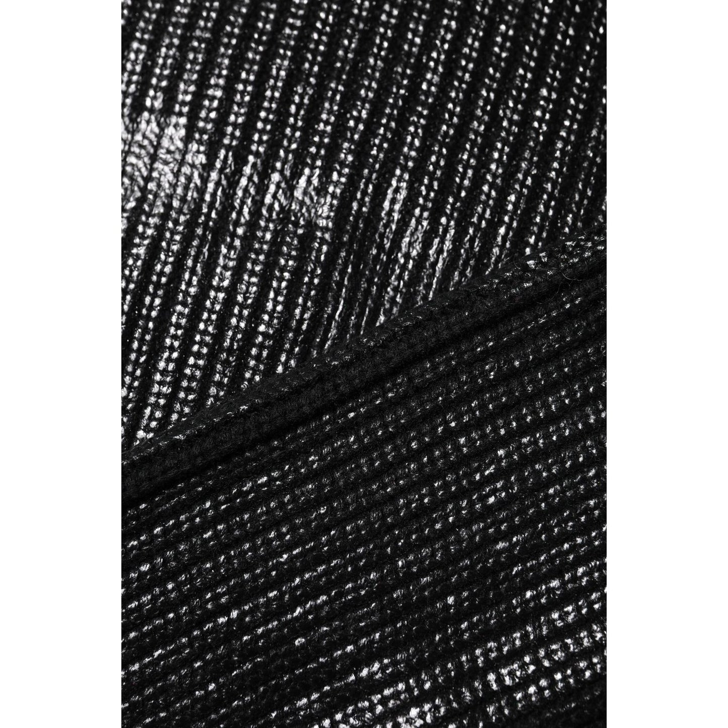 Dolce & Gabbana Black Wool Long Sleeve Turtleneck Cropped Top