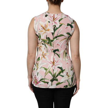 Dolce & Gabbana Multicolor Floral Print Round Neck Tank Top