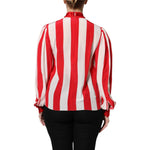 Dolce & Gabbana Red White Stripes Ascot Collar Blouse Top TSH90243-36