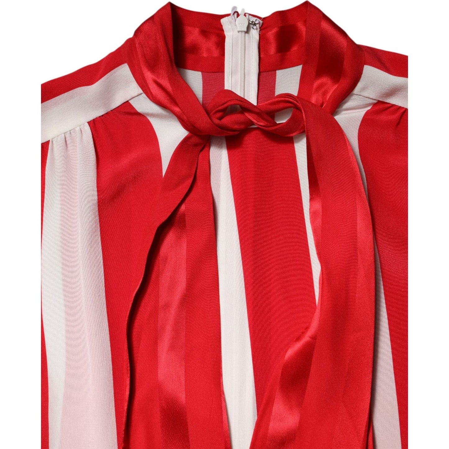Dolce & Gabbana Red White Stripes Ascot Collar Blouse Top TSH90243-36
