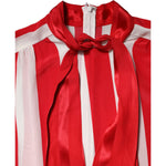 Dolce & Gabbana Red White Stripes Ascot Collar Blouse Top TSH90243-36