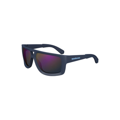 Calvin Klein Blue Plastic Men Sunglasses with square frame and blue lenses, durable design for a modern stylish look.