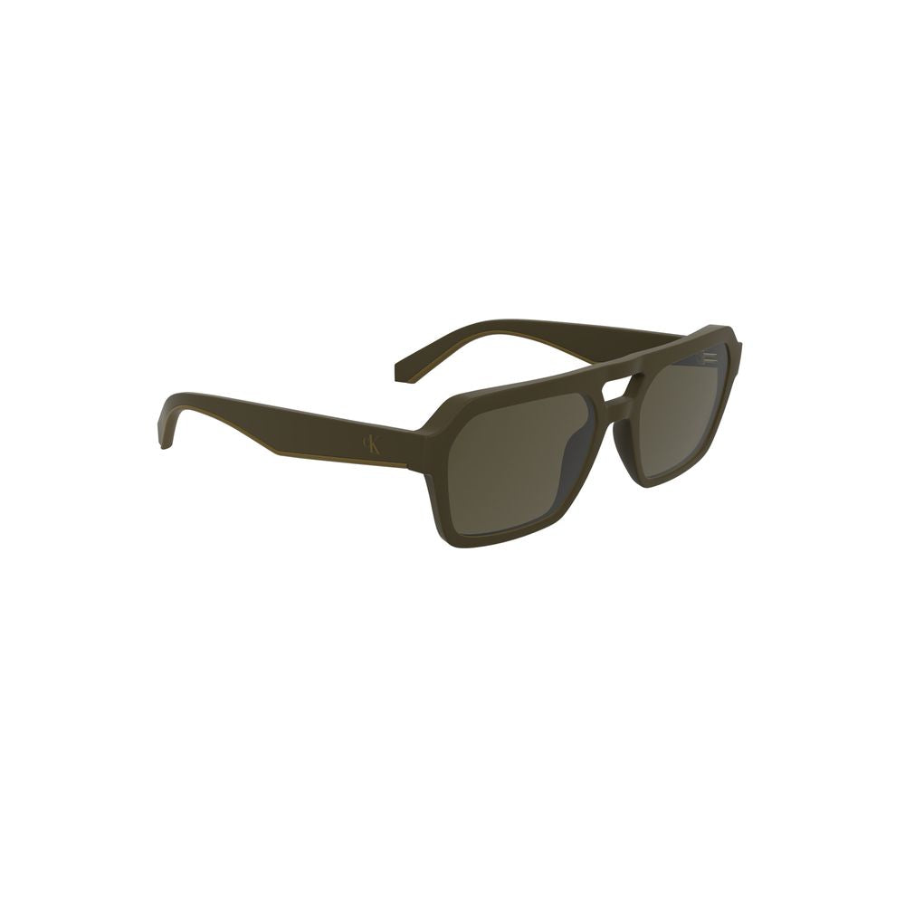 Calvin Klein Brown Bio-Based Fabric Men Sunglasses with square lenses, eco-friendly design in rich brown, perfect for stylish and sustainable fashion.