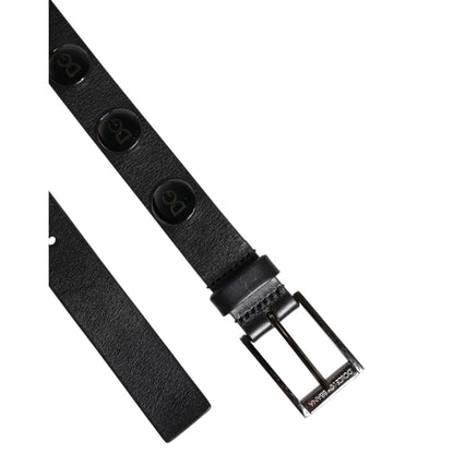 Dolce & Gabbana Black Luxury Leather DG Studs Buckle Belt