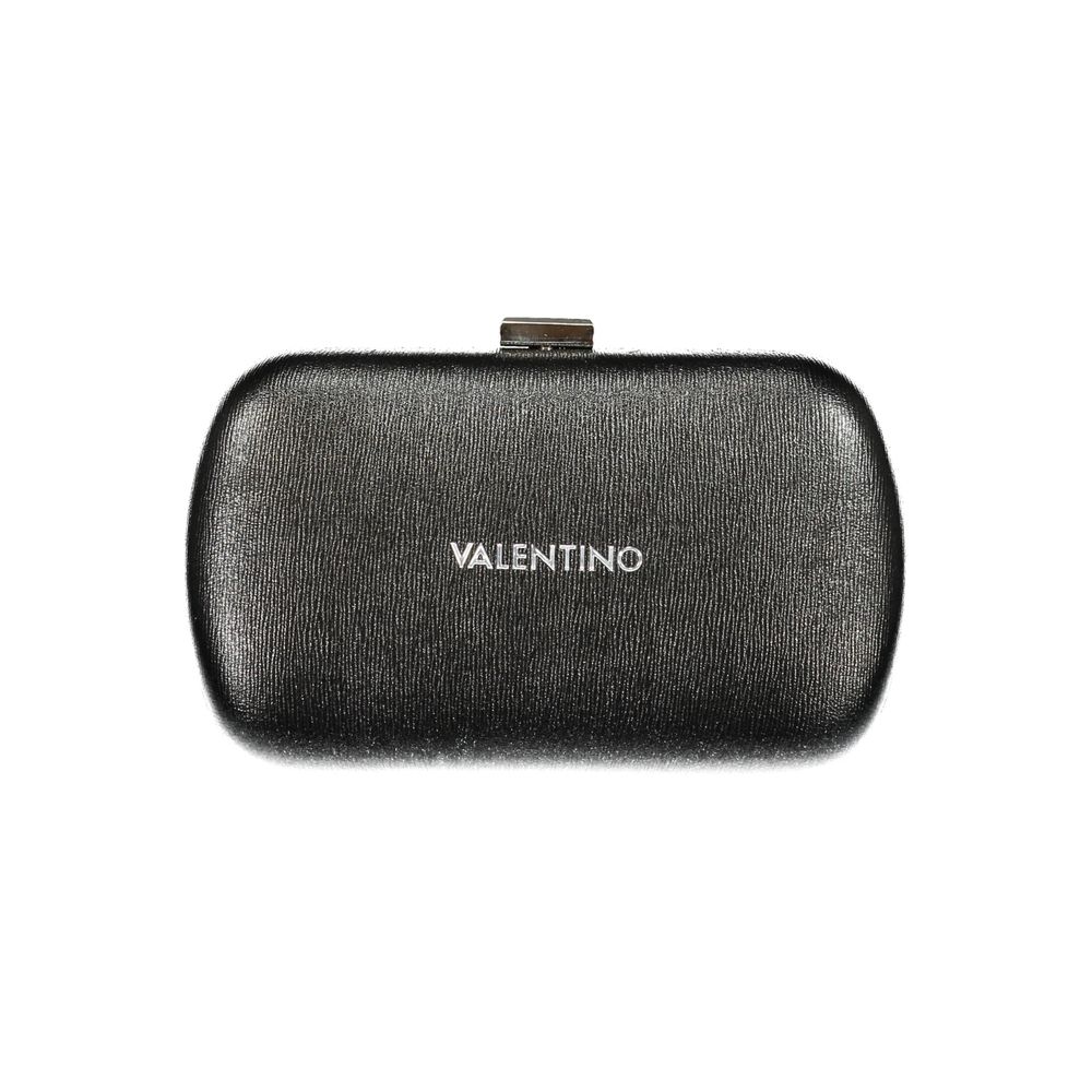 Mario Valentino Black Polyethylene Women Handbag with Valentino logo and snap closure, featuring elegant and versatile design.