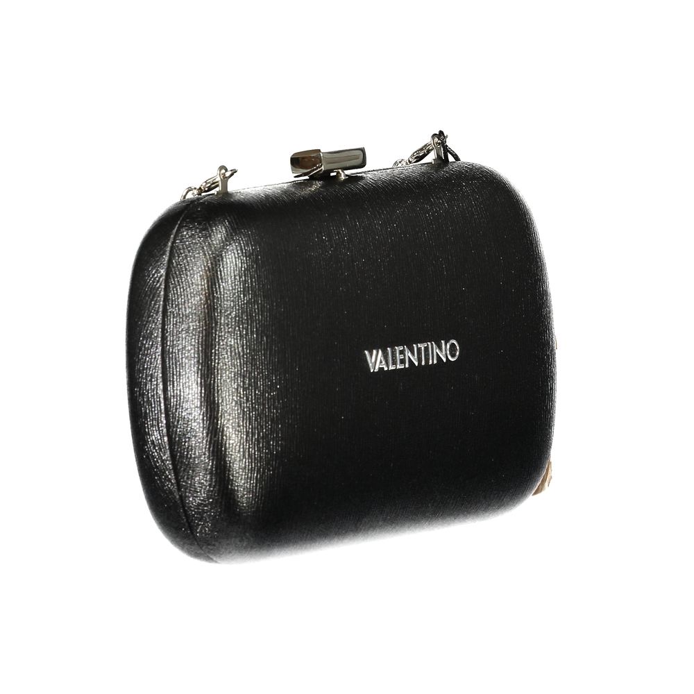 Mario Valentino Black Polyethylene Women Handbag with logo and detachable chain shoulder strap