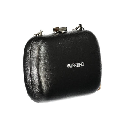 Mario Valentino Black Polyethylene Women Handbag with logo and detachable chain shoulder strap