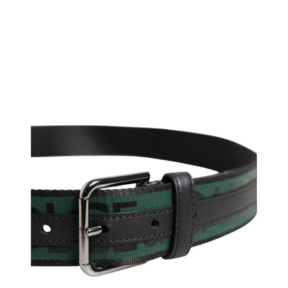 Dolce & Gabbana Green Black Polyester DG Logo Buckle Belt