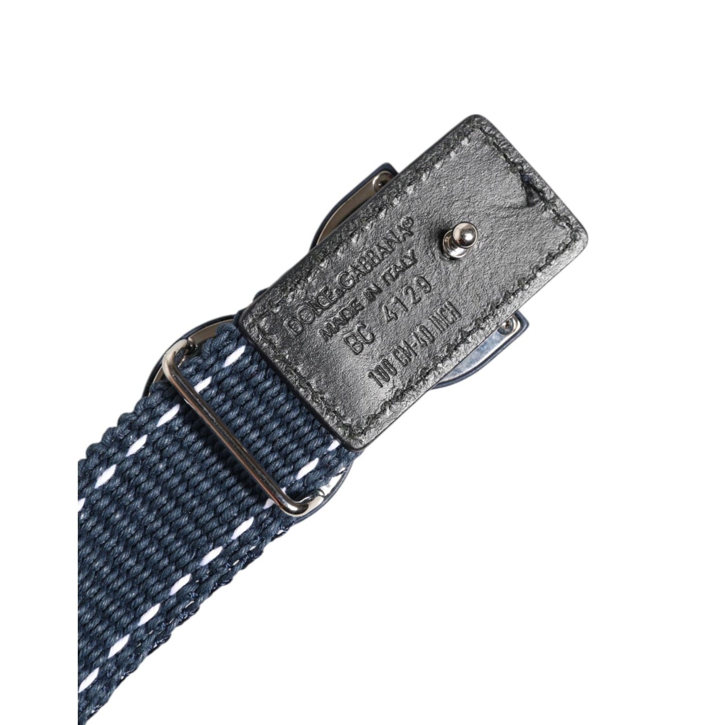 Dolce & Gabbana Blue Cotton Leather DG Logo Metal Buckle Belt