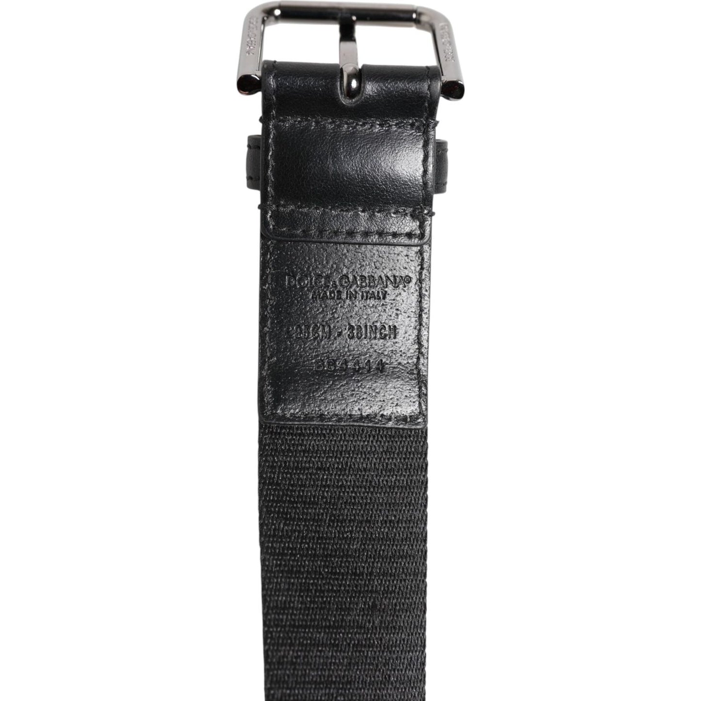 Dolce & Gabbana Black Blue DG Logo Silver Metal Buckle Belt BEL9434-95