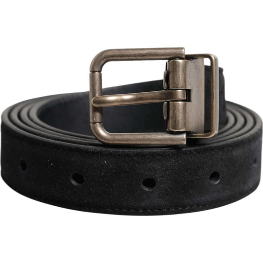Dolce & Gabbana Black Calf Leather Classic Metal Buckle Belt