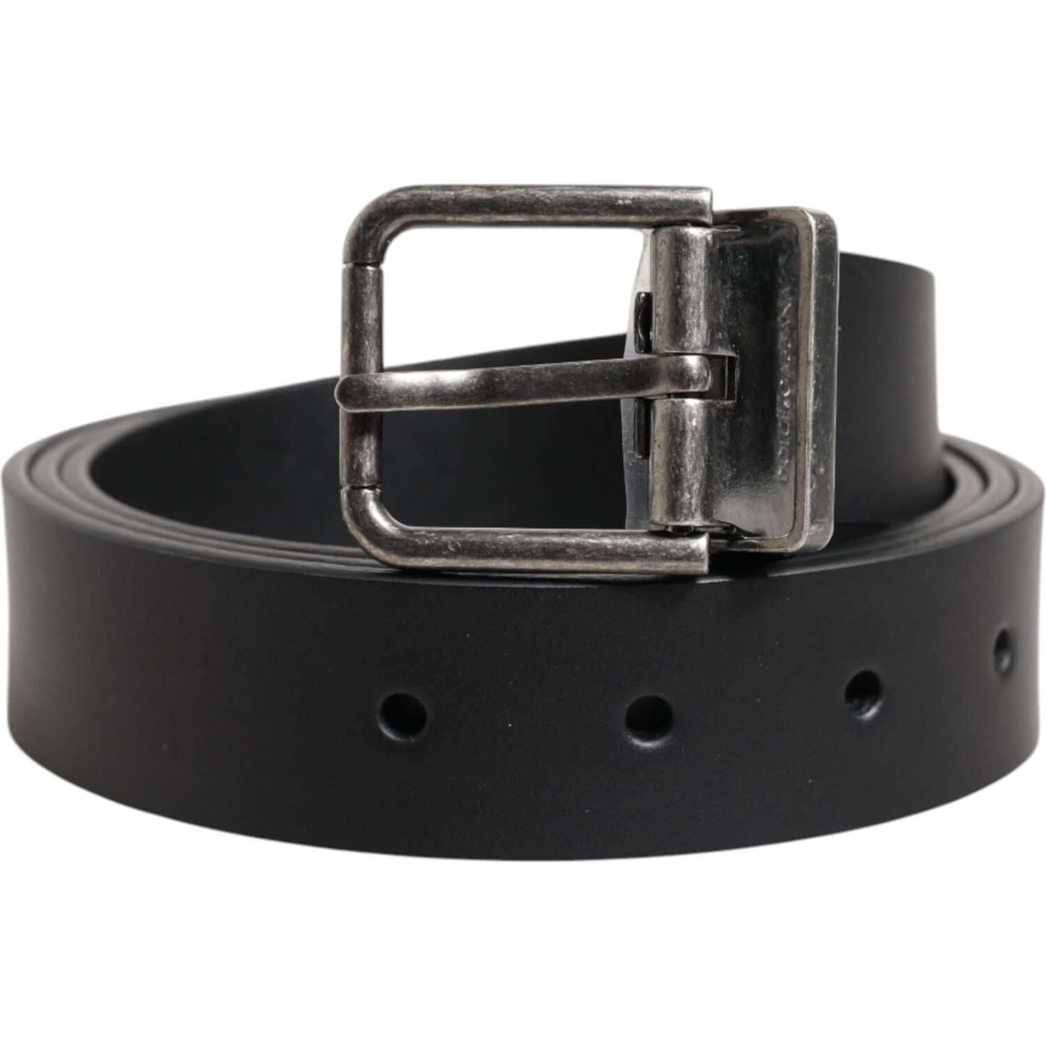 Dolce & Gabbana Black Classic Leather Metal Buckle Belt