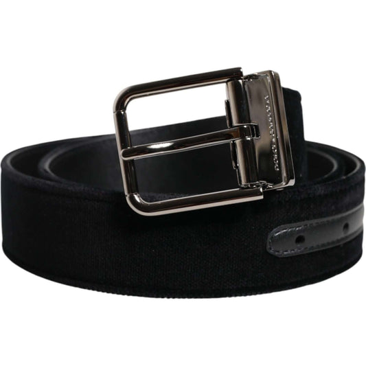 Dolce & Gabbana Black Cotton Silver Metal Buckle Belt