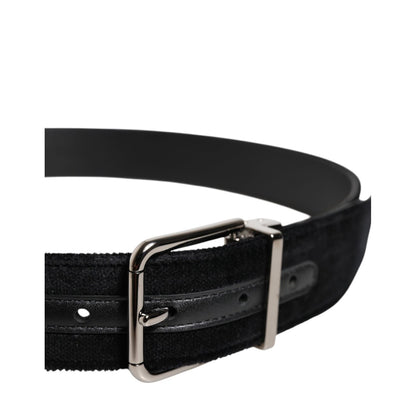 Dolce & Gabbana Black Cotton Silver Metal Buckle Belt