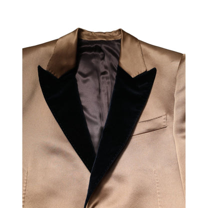 Dolce & Gabbana Brown Silk Single Breasted Trench Coat Jacket