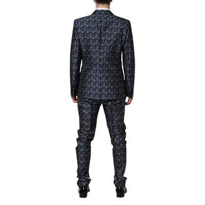 Dolce & Gabbana Blue MARTINI Star Jacquard 3 Piece Suit