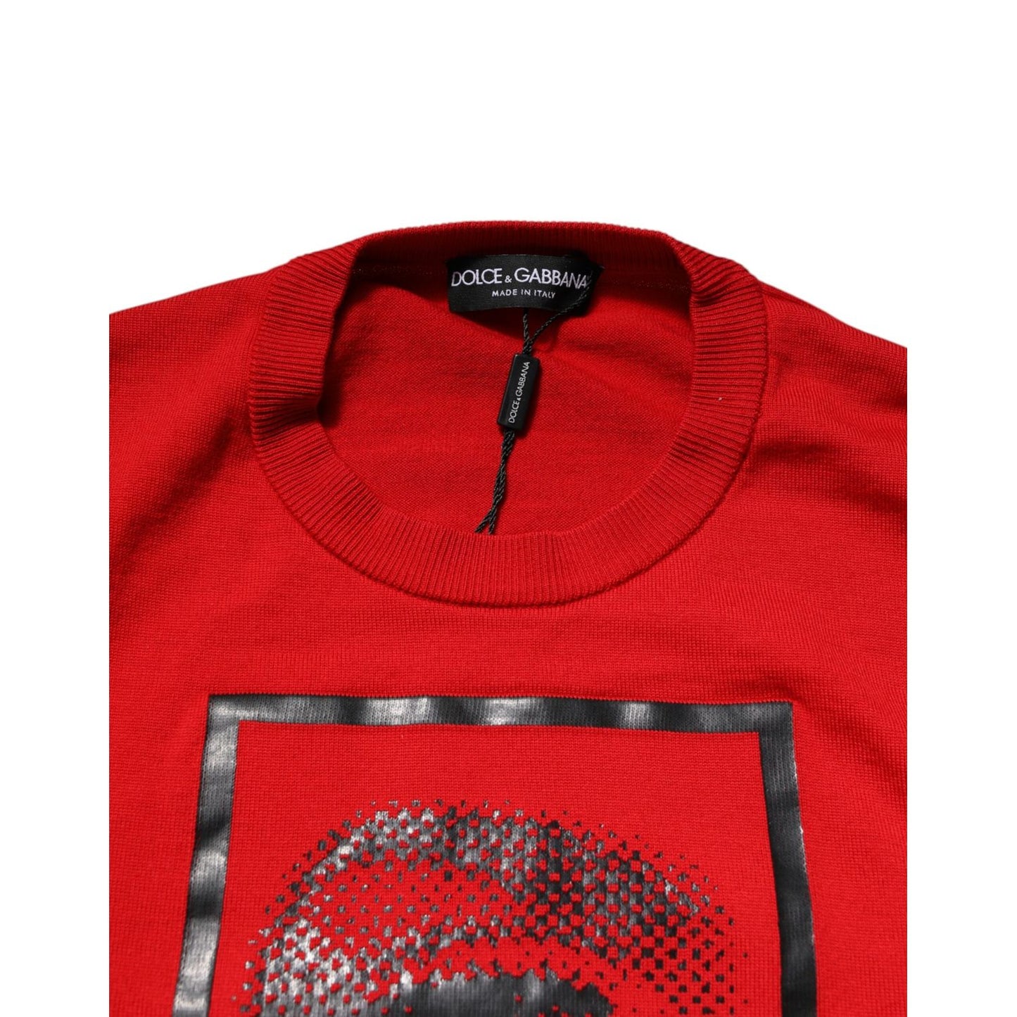 Dolce & Gabbana Red Eye Print Crew Neck Men Pullover Sweater