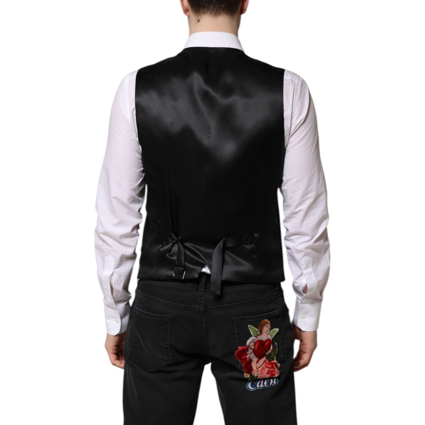 Dolce & Gabbana Green Wool Dress Formal Men Waistcoat Vest