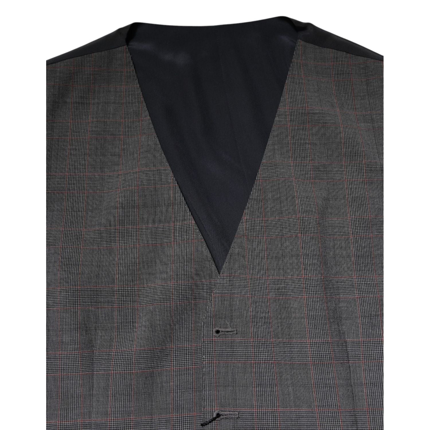 Dolce & Gabbana Gray Plaid Wool Formal Dress Waistcoat Vest