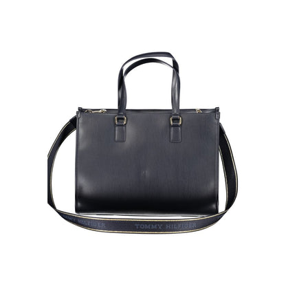 Tommy Hilfiger Blue Polyethylene Handbag with shoulder handles, adjustable strap, internal pocket, zip closure, and logo detail.