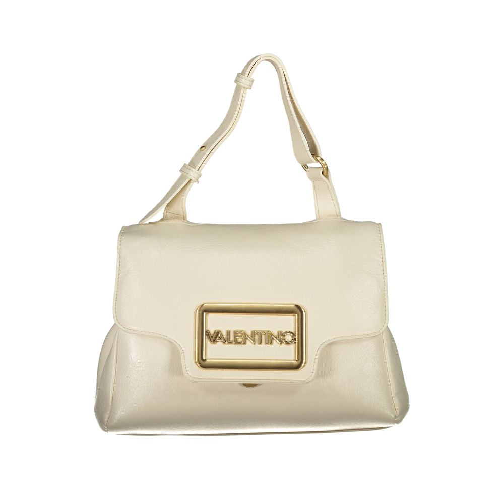 Mario Valentino Beige Polyethylene Women Handbag with logo and adjustable handle.