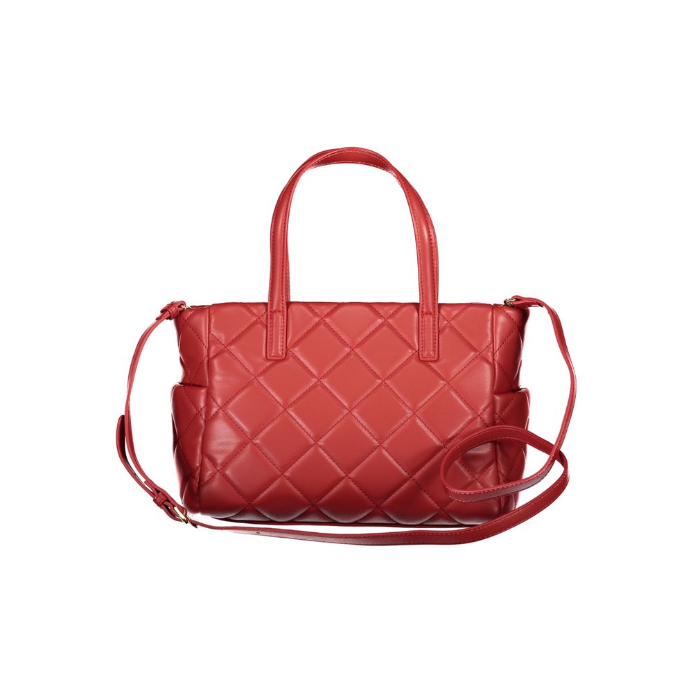 Mario Valentino Red Polyethylene Handbag with two handles, adjustable strap, and external pockets.