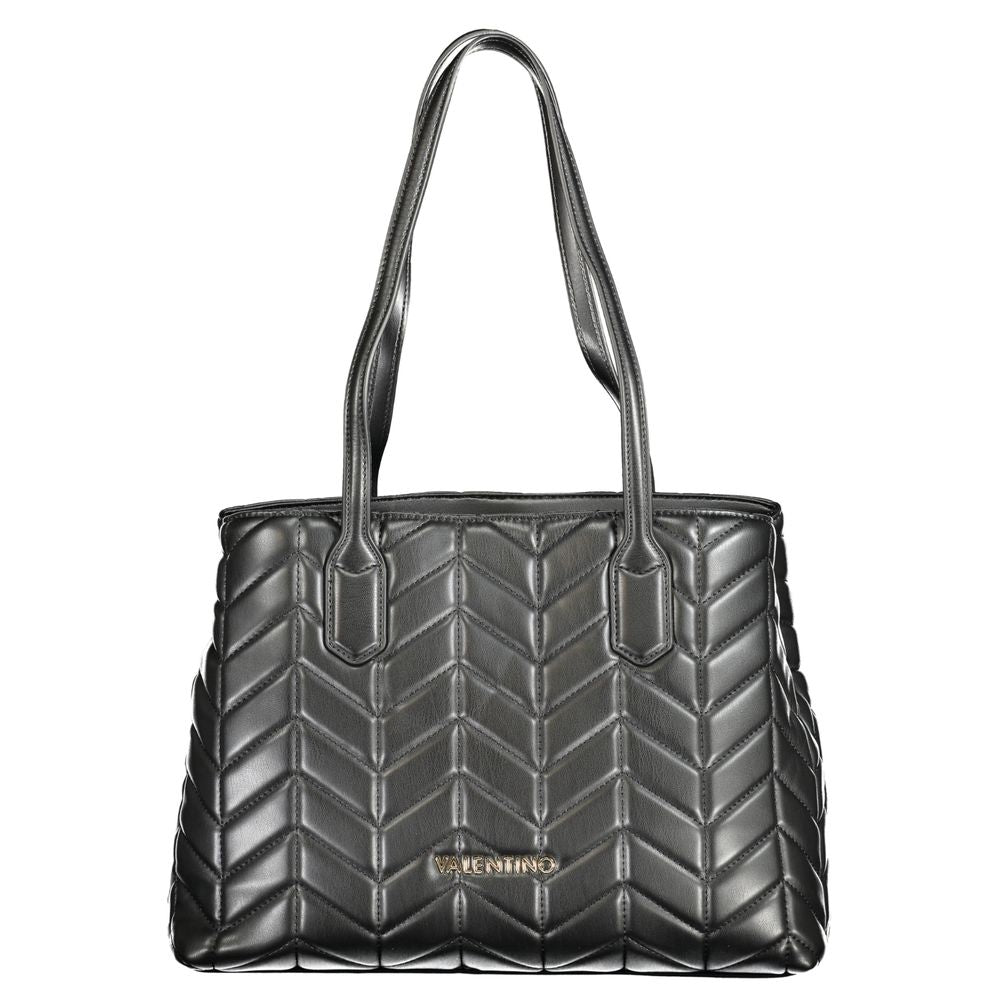 Mario Valentino Black Polyethylene Women Handbag with quilted design and shoulder straps for modern elegance and practicality.
