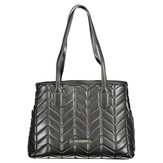 Mario Valentino Black Polyethylene Women Handbag with dual shoulder handles, perfect for fashion-forward and organized travel.