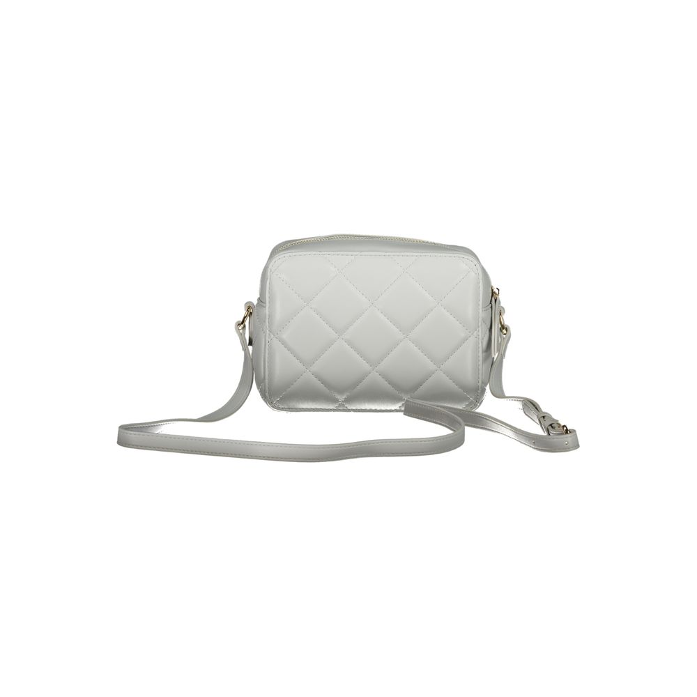 Mario Valentino Gray Polyethylene Women Handbag with adjustable strap and quilted design.